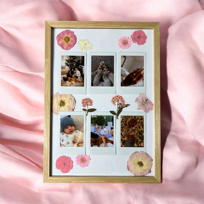 Polaroidinių nuotraukų rėmelis su gėlėmis
