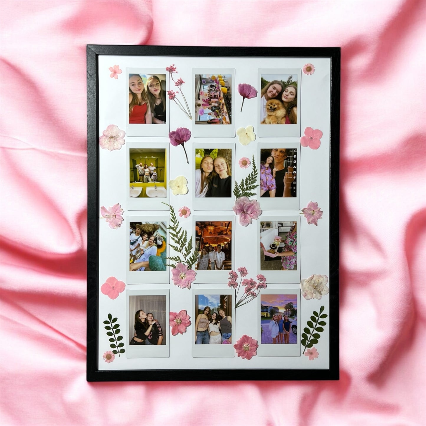 Polaroidinių nuotraukų rėmelis su gėlėmis